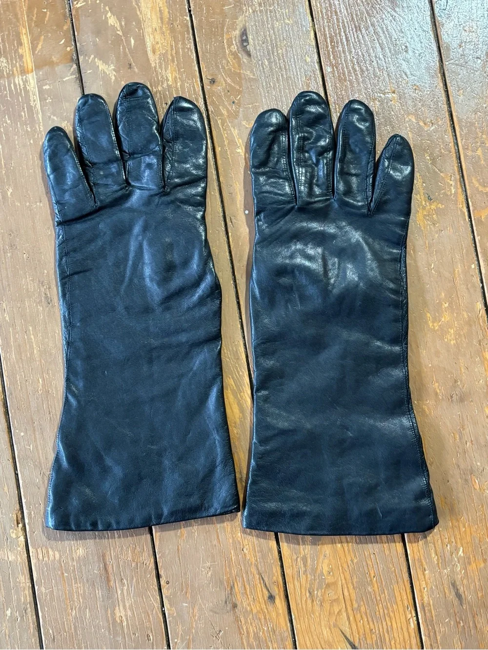 Gimbals Italian Black Leather Dress Gloves - Classic Lined Formal Long Gloves